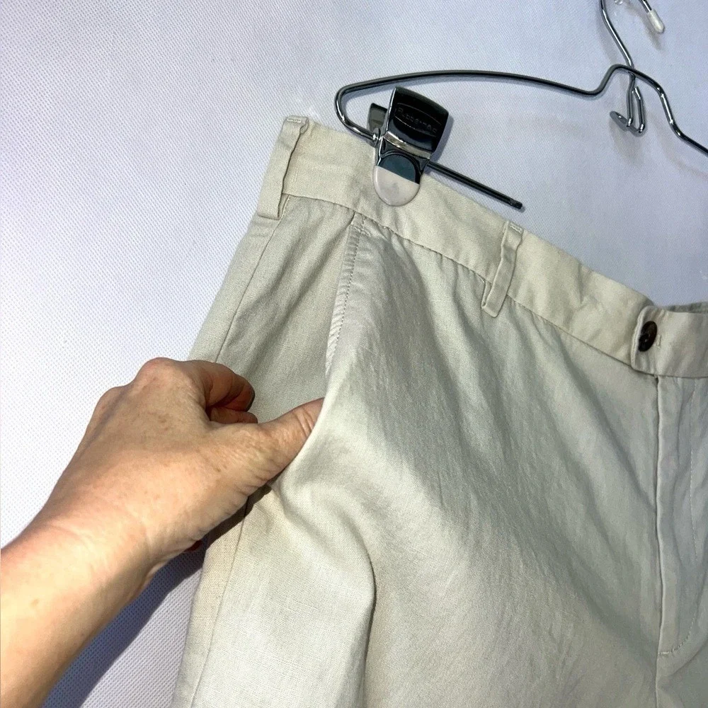Charles Tyrwhitt Linen Blend Shorts Men 38 Beige‎ Mid Rise Casual Activewear